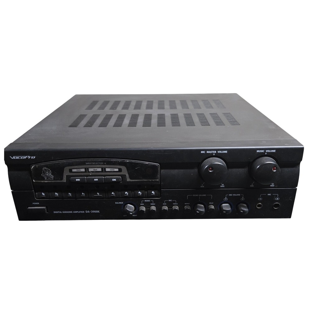 VocoPro DA-3900K Digital Karaoke Amplifier Black Key Control Echo Mixer Tested